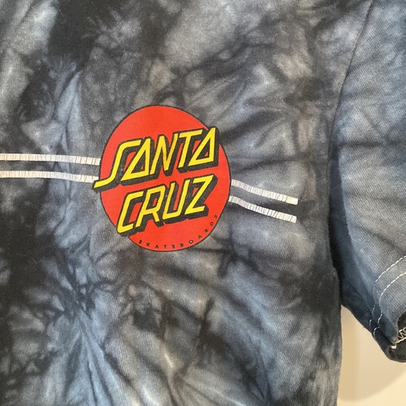 Santa Cruz Skateboarding Small T-Shirt Top Black Tie Dye Logo Small Hole Unisex - Picture 2 of 9